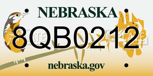 8QB0212 Nebraska License Plate