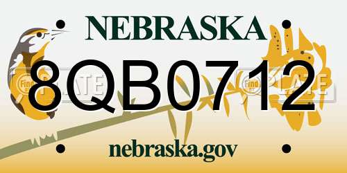 8QB0712 Nebraska License Plate