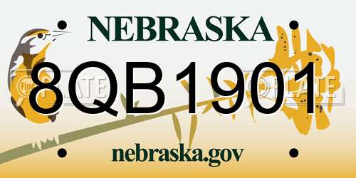 8QB1901 Nebraska License Plate