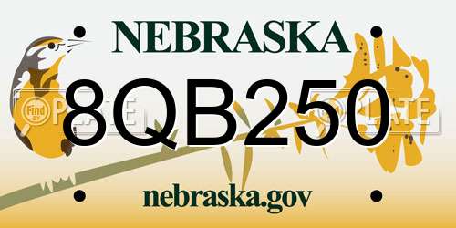 8QB250 Nebraska License Plate