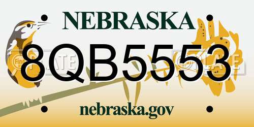 8QB5553 Nebraska License Plate