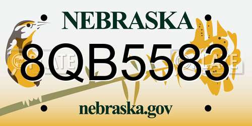8QB5583 Nebraska License Plate