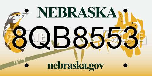 8QB8553 Nebraska License Plate