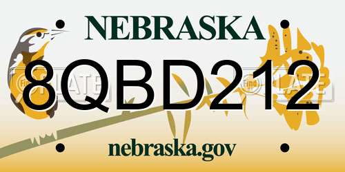 8QBD212 Nebraska License Plate