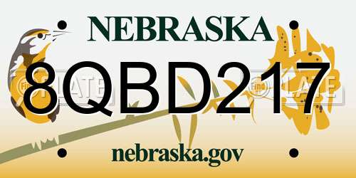 8QBD217 Nebraska License Plate