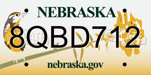 8QBD712 Nebraska License Plate