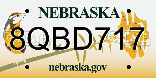 8QBD717 Nebraska License Plate