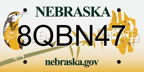 8QBN47 Nebraska License Plate