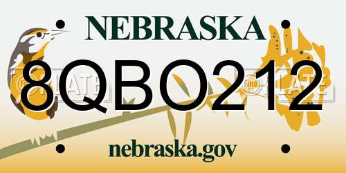 8QBO212 Nebraska License Plate