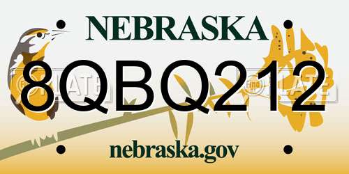 8QBQ212 Nebraska License Plate