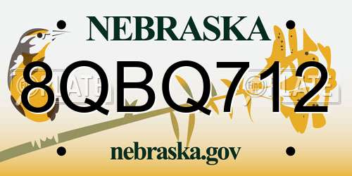 8QBQ712 Nebraska License Plate