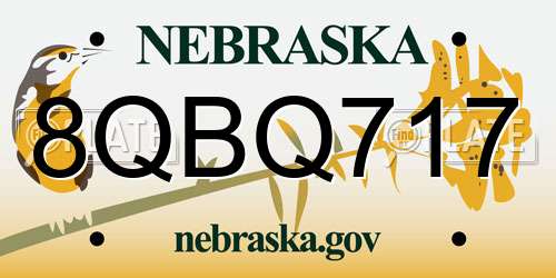 8QBQ717 Nebraska License Plate