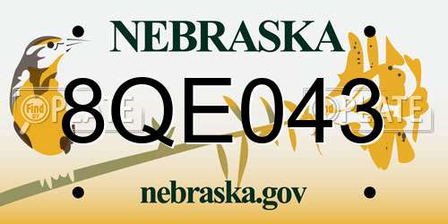 8QE043 Nebraska License Plate