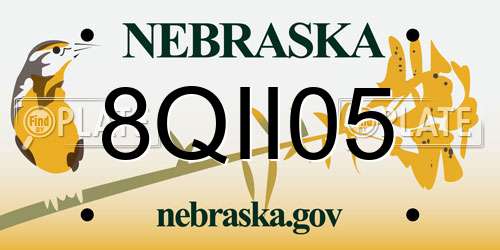 8QII05 Nebraska License Plate