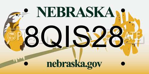 8QIS28 Nebraska License Plate