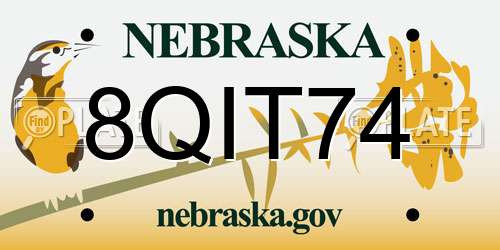 8QIT74 Nebraska License Plate