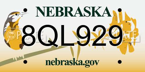 8QL929 Nebraska License Plate