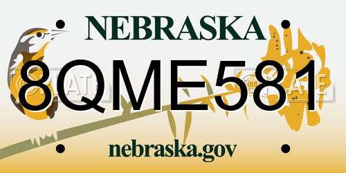 8QME581 Nebraska License Plate