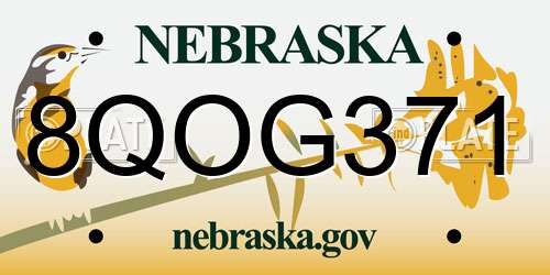 8QOG371 Nebraska License Plate