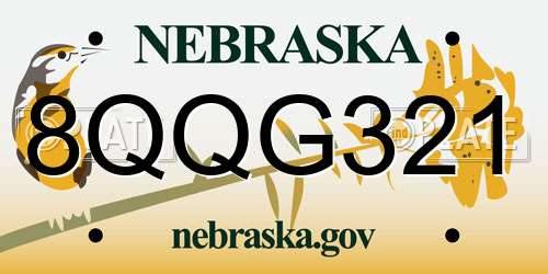 8QQG321 Nebraska License Plate