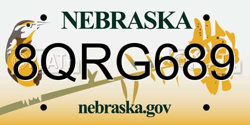 8QRG689 Nebraska License Plate