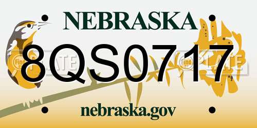 8QS0717 Nebraska License Plate