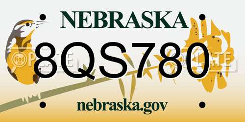 8QS780 Nebraska License Plate