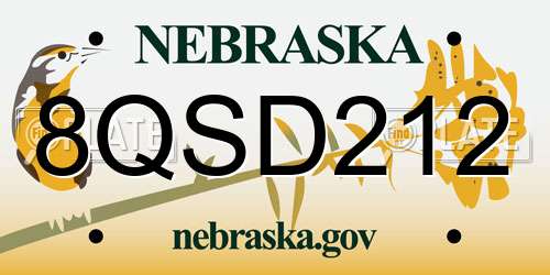 8QSD212 Nebraska License Plate