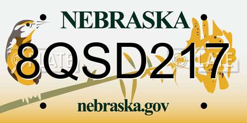 8QSD217 Nebraska License Plate