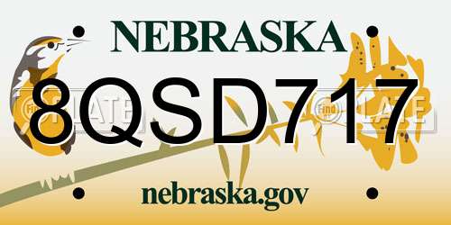 8QSD717 Nebraska License Plate