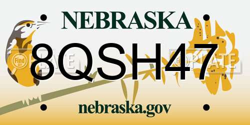 8QSH47 Nebraska License Plate