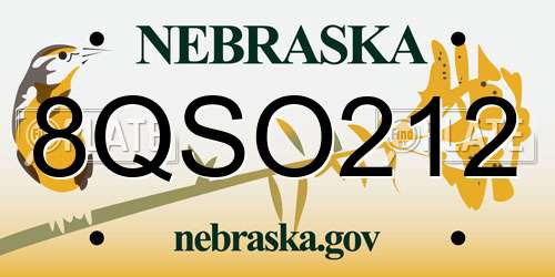 8QSO212 Nebraska License Plate