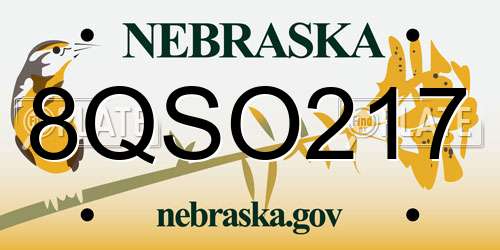 8QSO217 Nebraska License Plate