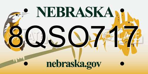 8QSO717 Nebraska License Plate