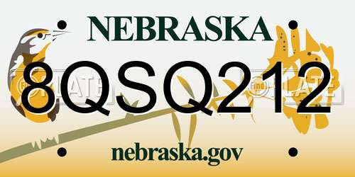 8QSQ212 Nebraska License Plate