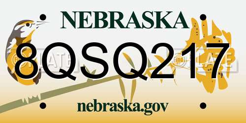 8QSQ217 Nebraska License Plate
