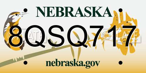 8QSQ717 Nebraska License Plate