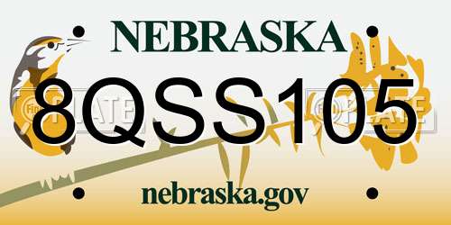 8QSS105 Nebraska License Plate