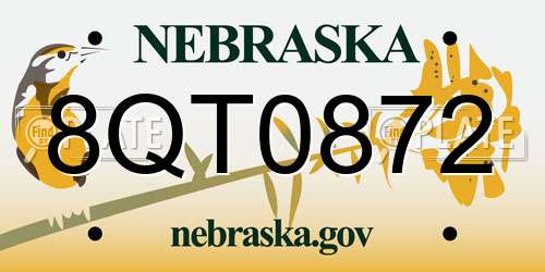 8QT0872 Nebraska License Plate