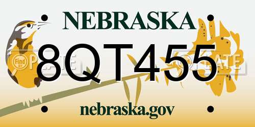 8QT455 Nebraska License Plate