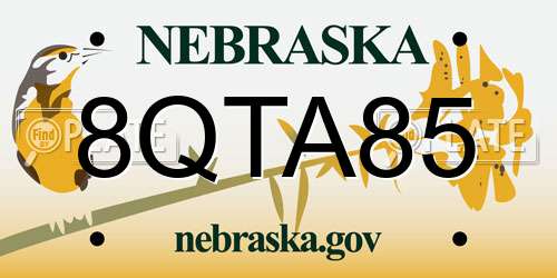 8QTA85 Nebraska License Plate