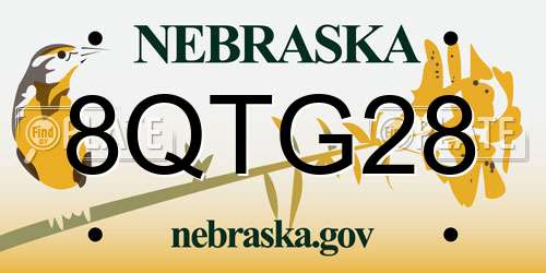 8QTG28 Nebraska License Plate