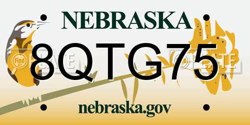 8QTG75 Nebraska License Plate