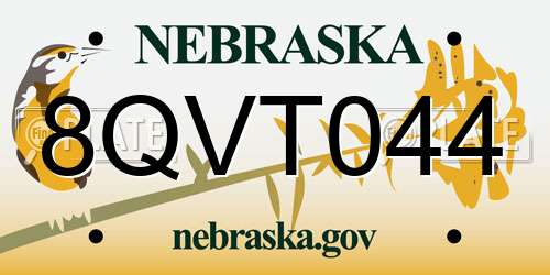 8QVT044 Nebraska License Plate
