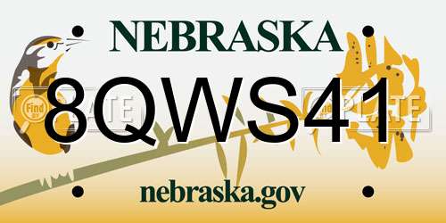 8QWS41 Nebraska License Plate