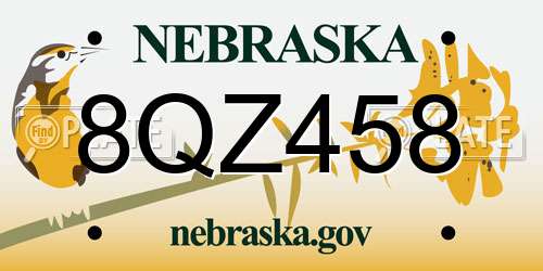 8QZ458 Nebraska License Plate