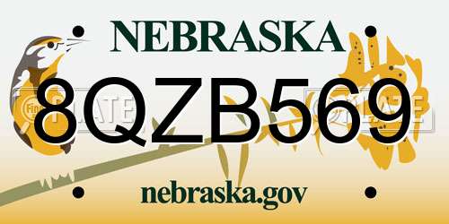 8QZB569 Nebraska License Plate