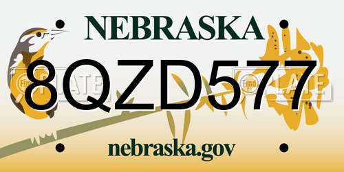 8QZD577 Nebraska License Plate