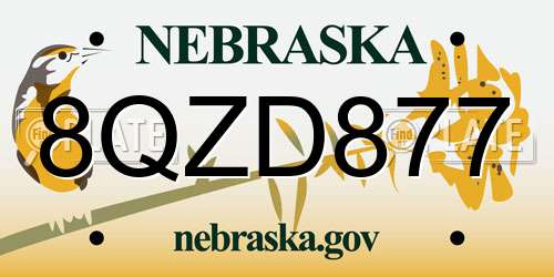 8QZD877 Nebraska License Plate