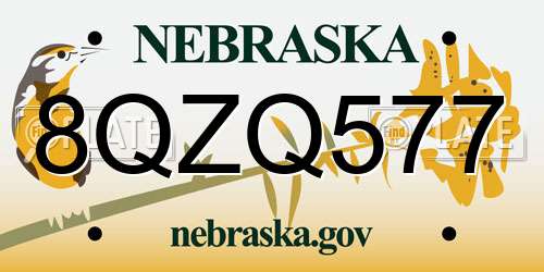 8QZQ577 Nebraska License Plate